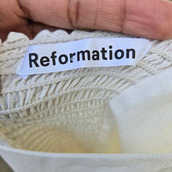 Reformation Coquette Bride Bachelorette Sheer Dainty Romantic White Mini Dress 6 - Picture 8 of 12